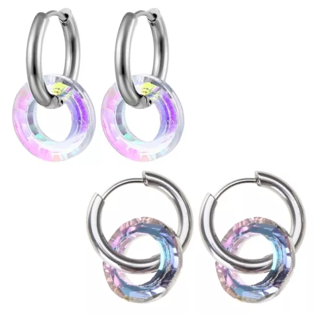 Transparent Colorful Round Hoop Earrings Women Pendant Geometric Earring