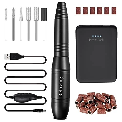 Amante taladro de uñas eléctrico con banco de energía 5000 mAh lima de uñas eléctrica para CA...
