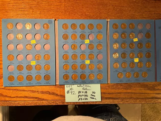 70 Coin Partial Set 1909 - 1940 Lincoln Wheat Penny Album Whitman FOLDER Lot #92