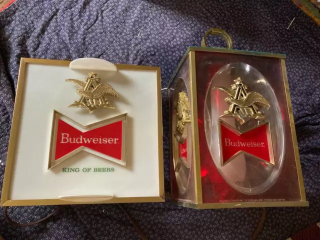 Budweiser Beer 70sish  2 Advertising Beer Lights Budweiser  Advertising Sign Lot