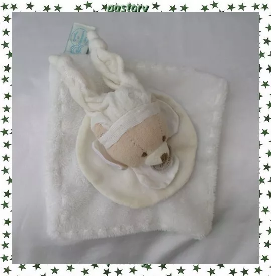 Doudou Blanc Plat Carré Ours Papou Collection z'amigolos Doudou Et Compagnie