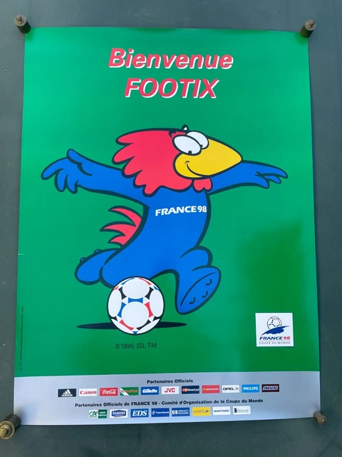 Affiche Originale Coupe Du Monde 1998 - Mascotte Footix, Thème Saint-Étienne, Affiche Collection
