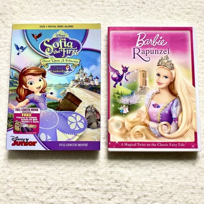 2 SOFIA CINDERELLA Barbie Rapunzel (DVD) Princess Movie Bundle Lot