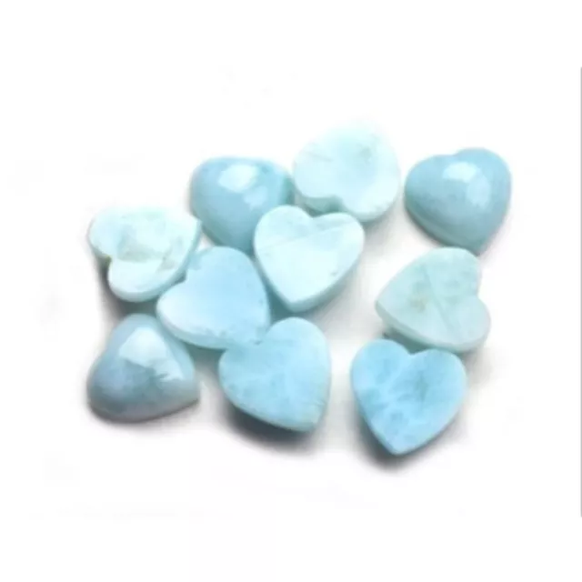 Natural Larimar Heart Shape Cabochon cut Loose Gemstone Blue color A Quality