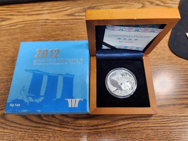 2012 CHINESE PANDA SINGAPORE INTERNATIONAL FAIR 1 oz. Silver PROOF w/ BOX & COA!
