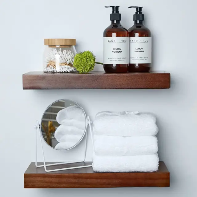 Rustic Farmhouse Floating Shelves - Bathroom Wooden Shelves for Wall Mounted - T