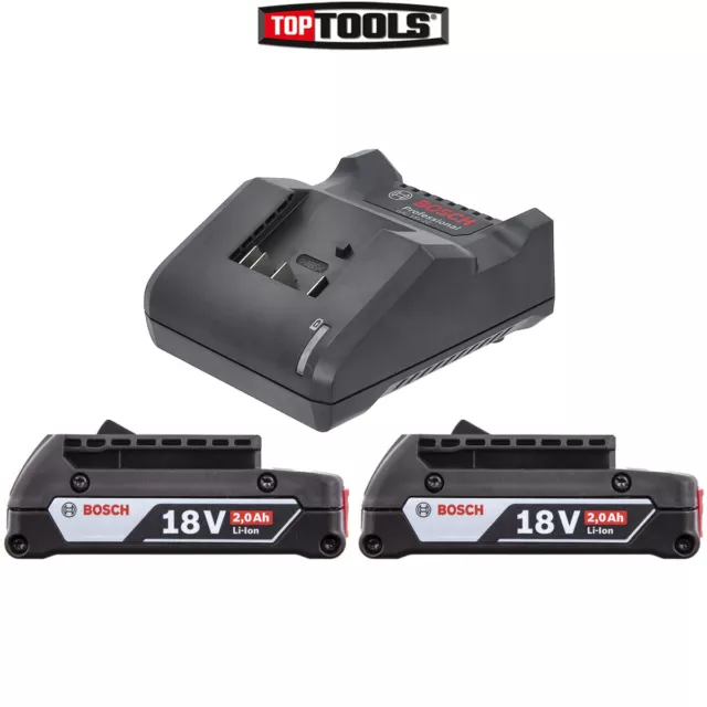 Bosch Genuine GBA 18V 2.0Ah Professional Cool Battery Twin Pack With Charger