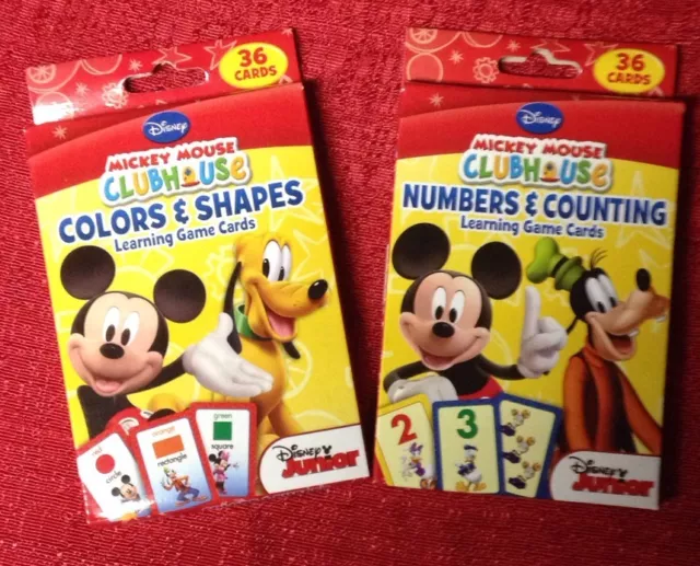 2 Packs Mickey Mouse Clubhouse Flash Cards -Colors & Shapes - Numbers & Counting