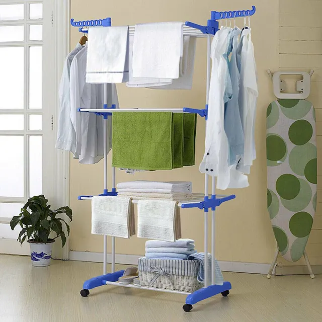 NEW 4 Tier Clothes Airer Rack Foldable Indoor Outdoor Laundry Dryer Rail Hanger