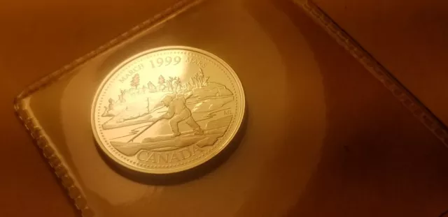 Canada 1999 March Silver Gem Proof 25 cent Coin Millenium Series.