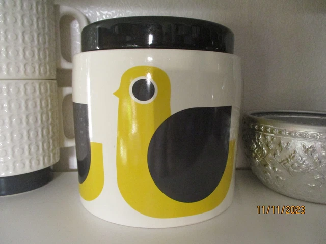 RARE Boîte de rangement bocal pot cuisine Orla Kiely en céramique 2017 oiseau