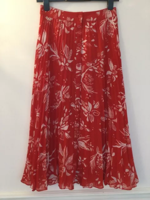 & Other Stories Red/White Floral Pleated Flowing Midi Skirt Size EUR 36 UK8