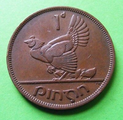 1948 Irish One Penny Coin Old Ireland 1d Hen And Chicks