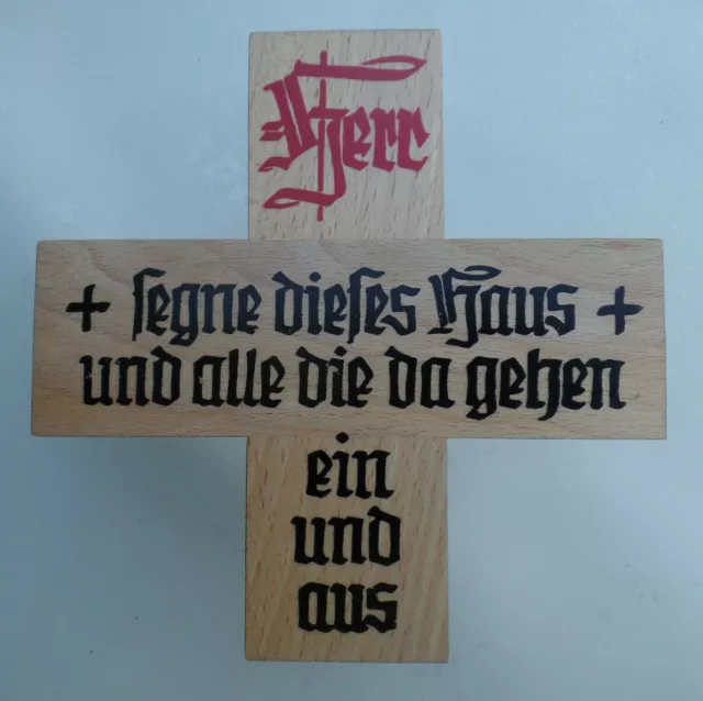 Haussegen Holz farbig Holzkreuz 13 cm Nr. HS/2 m Segenskreuz Kreuz mit Spruch