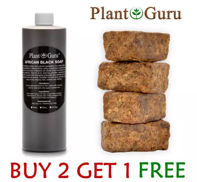 African Black Soap Liquid 16 oz. 100% Pure Raw Organic Natural Body Wash Shampoo