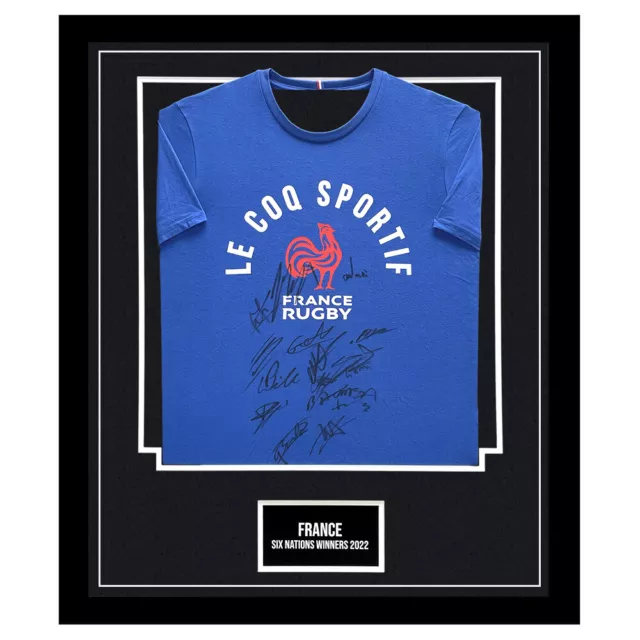 Signed France Framed Shirt - Six Nations Winners 2022 +COA