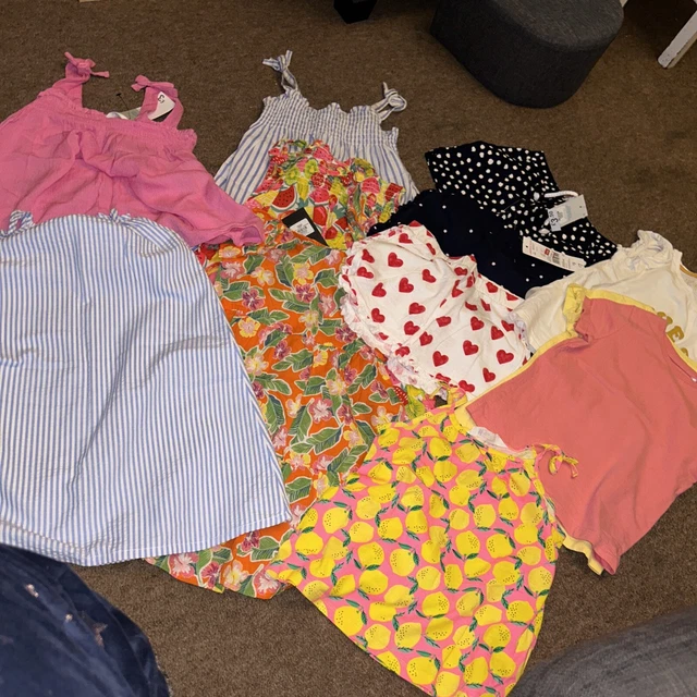 Girls Spring/ Summer Bundle Age 5-6 Years, Dresses, Shorts And Tops, 12 Items