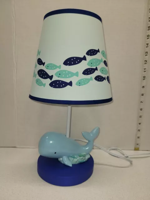 Lambs & Ivy Oceania Collection Blue Whale Ocean Sea Nautical Nursery Lamp 15"