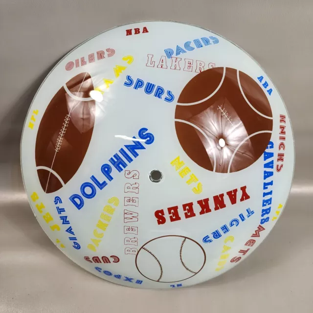Vintage Glass Light Fixture Shade Childs Sports Theme 14" Football Baseball Vintage Glass Light Fixture Shade Childs Sports Theme 14" Football Baseball
