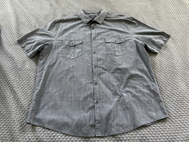 Alfani Mens Shirt Button Up 2XL Gray Short Sleeve Casual