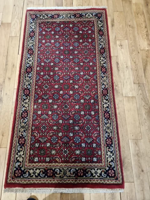 Old Hand Made Traditional Oriental Indo Bidjar  Carpet 140cm x 72cm