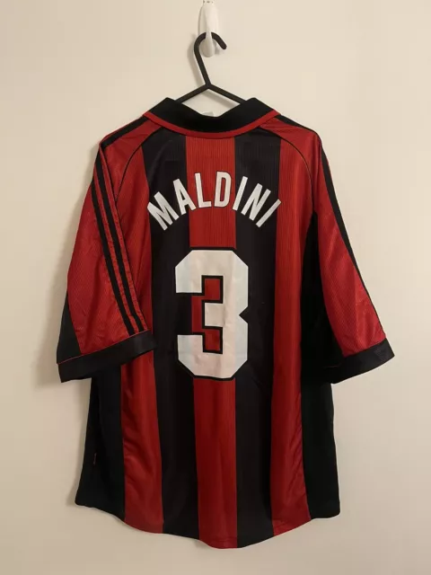 Original AC Milan 1998/99 Home Football Shirt *MALDINI* L