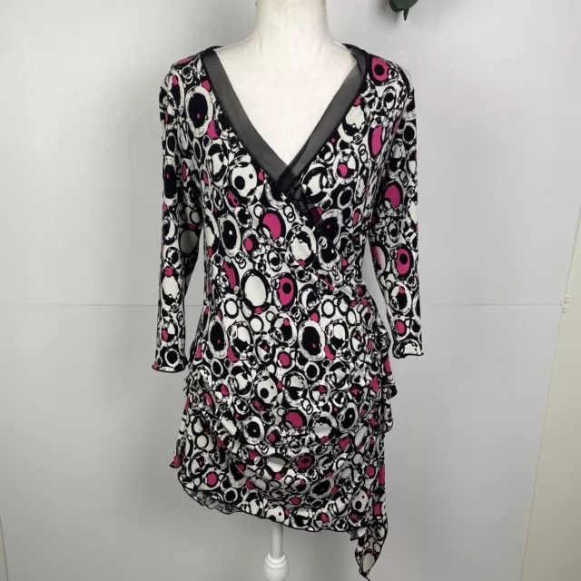 Motto Size 10 Women's Wrap Dress/ Long Top  Ruffle Pink White Black