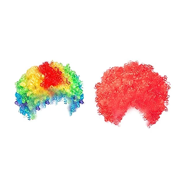 Pack of 2 Funny Clown Curly Wigs, Wig Clown Wig,70's 80's Disco Theme for K K3K1