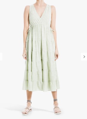 Max Studio Stripe Tiered Dress, Green/Multi Sz XL