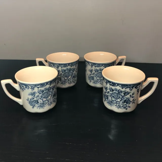 J&G Meakin England Royal Staffordshire Avondale Blue Coffee Mugs set 4