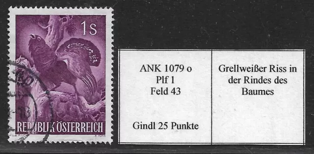 Österreich 1948: ANK 1079 I o, Auerhahn, weißer Baum, Gindl, ANK 35.-