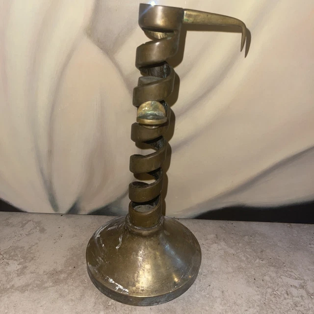 ANTIQUE FRENCH WROUGHT IRON SPIRAL CANDLE HOLDER,19th CENTURY 8”