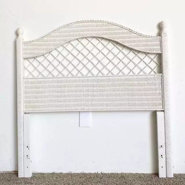 Boho Chic White Wicker Headboard by Henry Link
