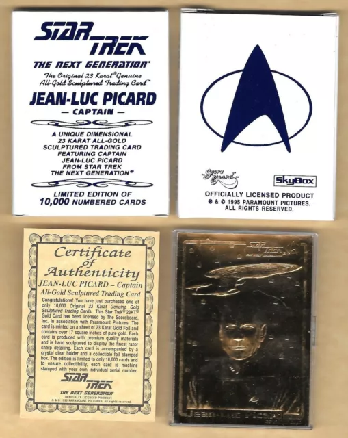 STAR TREK CAPTIAN JEAN LUC PICARD 23 KT Karat Gold Card Limited to 10k COA BOX