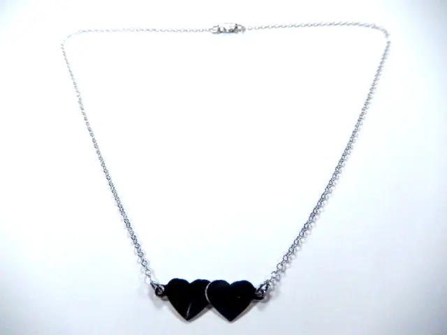 *VINTAGE*  13" Sterling Silver Double Heart Pendant Children's Necklace
