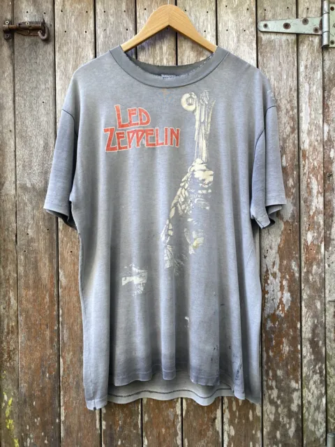 Vintage Led Zeppelin T Shirt XL 1980s Zoso Top Heavy Band Tee Rock