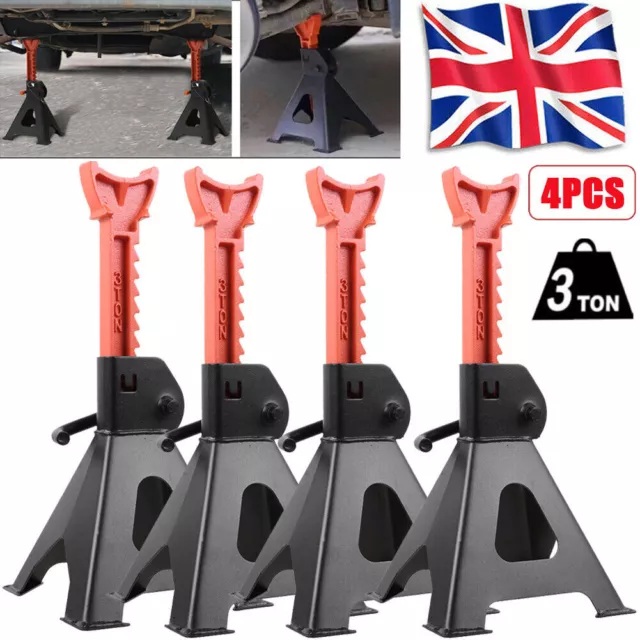 4X 3 Ton Axle Stands Floor Jack Lifting Capacity Stand Heavy Duty Car Caravan UK