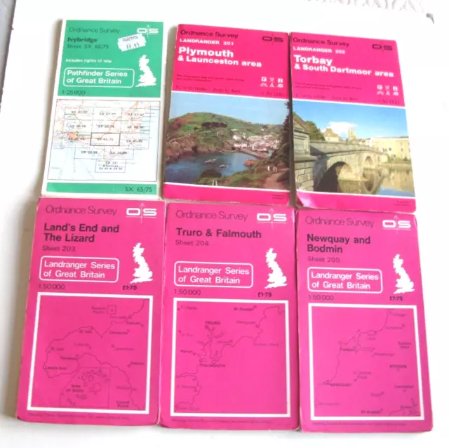 Cornwall & Devon Ordnance Survey Landranger /Pathfinder Series Maps Job Lot