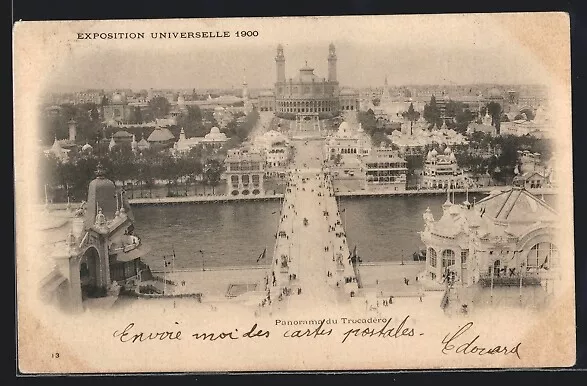 Paris, Exposition universelle de 1900, Panorama du Trocadéro, Ansichtskarte 190