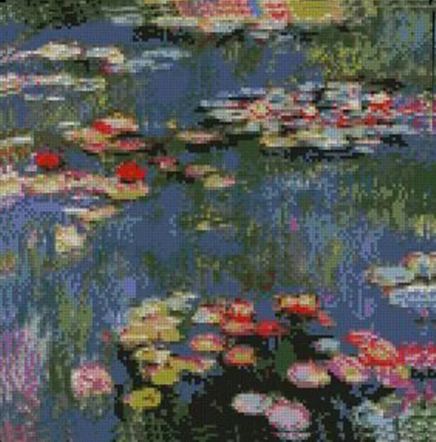 Monet Water Lilies Counted Cross Stitch Kit 12.5" x 12.5" 11 count