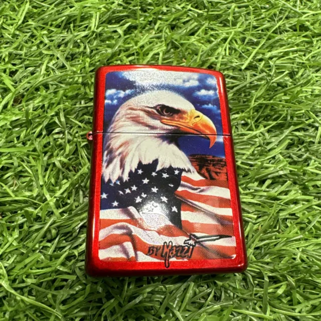 Zippo 2009 Mazzi Eagle With American Flag Red Lighter Unfired  V702