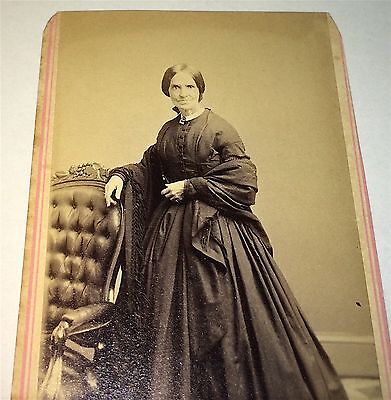 Antique Civil War Era Victorian American Stern Old Looking Woman! NY CDV Photo!
