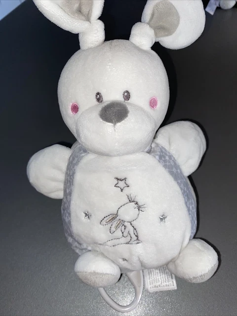 Doudou lapin blanc Boulemusical gris SIMBA TOYS NICOTOY KIABI étoiles argent TBE