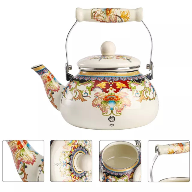 Porcelain Floral Whistling Tea Kettle for Stovetop