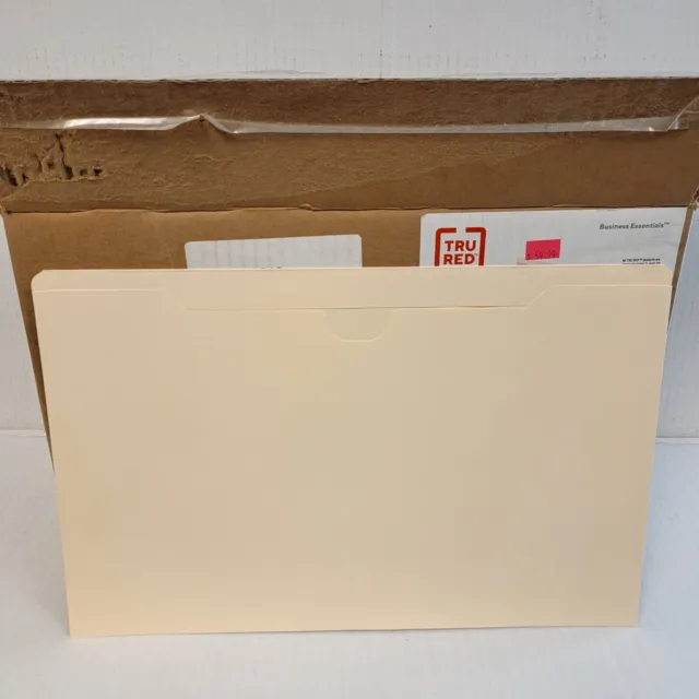 Tru Red Flat File Jackets Manilla Reinforced Straight Cut Tab Legal Size 100/Box