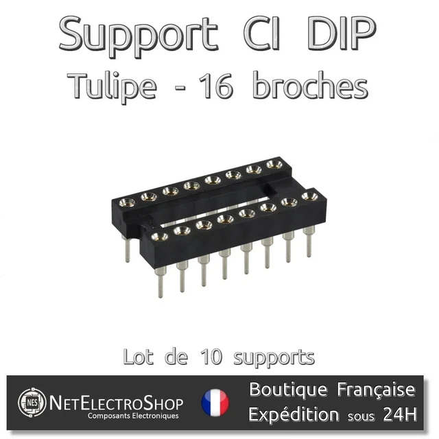 Support tulipe barrette 64 broches pas 2.54mm à 2,50 € (Support CI