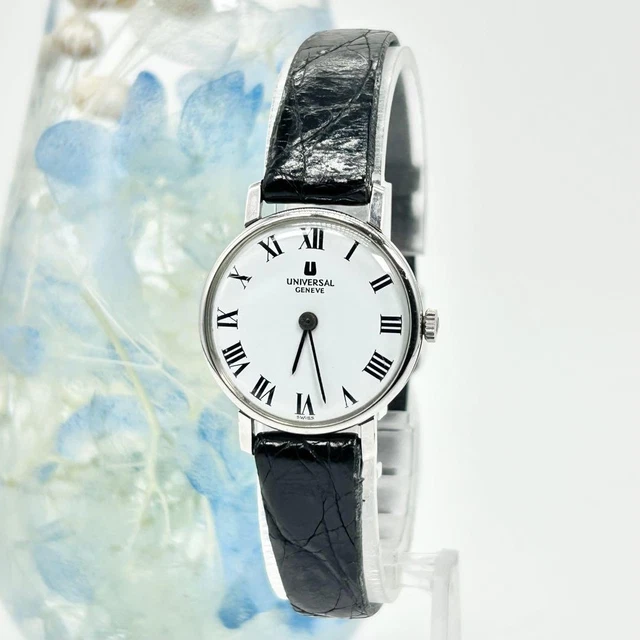 Montre Vintage Femme Universal Genève - Cadran Nacre - Mécanique Manuelle - Boîtier Plaqué Or - État Exceptionnel