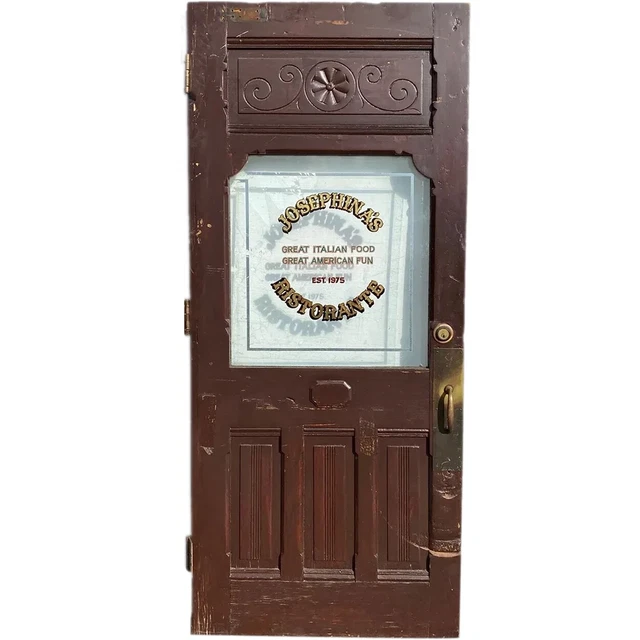 Antique American Wooden Painted & Glass Frontenac Building Single Door c. 1880