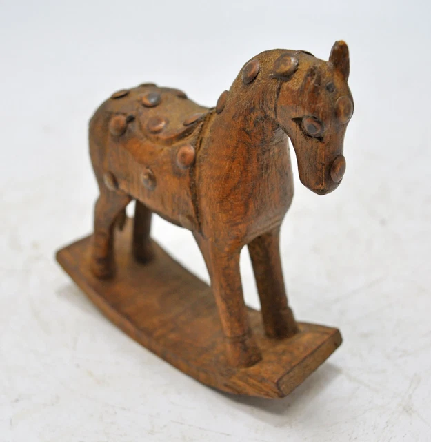 Original Ancien Main Sculpté Architectural en Bois Cheval Tête Buste