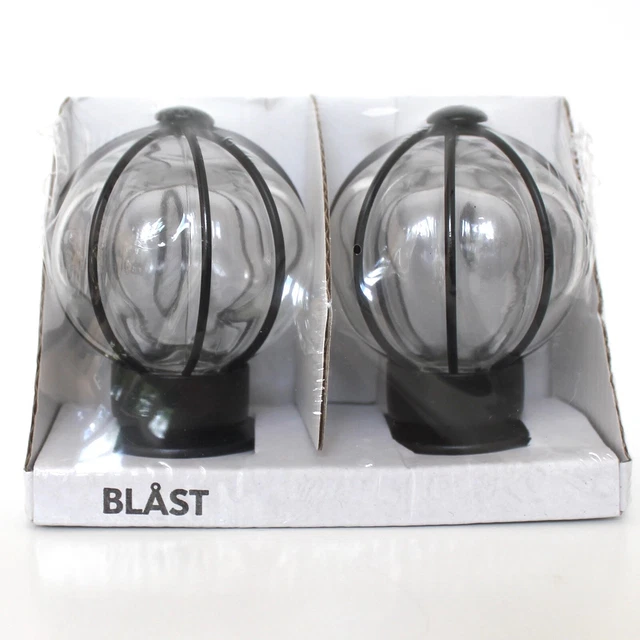 Ikea Blast Glass Globe Black Steel Curtain Round Rod Finials Ends Caps 23146 B7